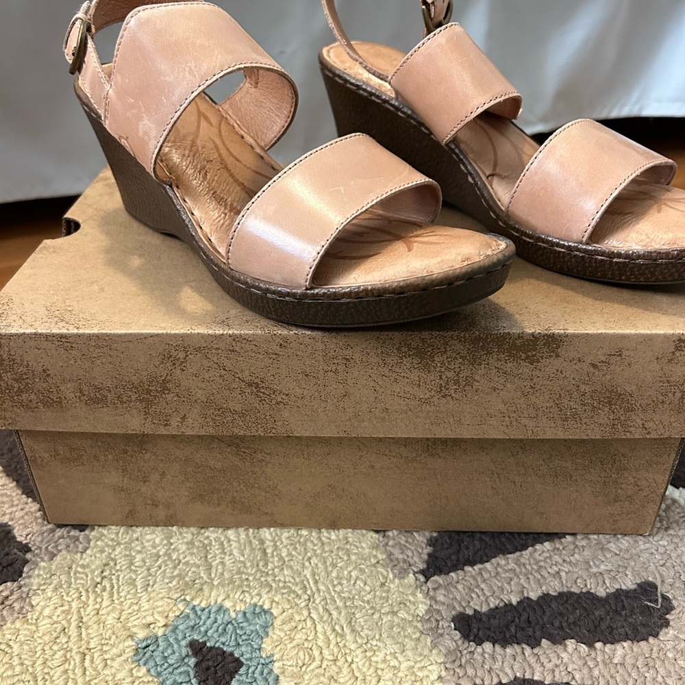 Womens Pink Wedge Sandals - Open Toe Adjustable Strap